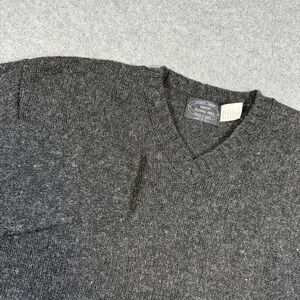 Shoot Flying Hill Sweater Mens Large Gray Wool Nylon V Neck Pullover USA VTG